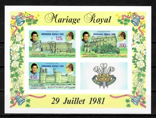 Komoren Königliche Geburt von Prinz William von Wales, 1982, Block postfrisch