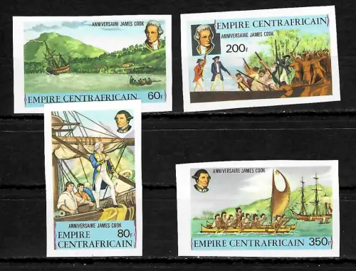 Zentralafrika: 200. Todestag von James Cook, 4x ungezähnt, postfrisch