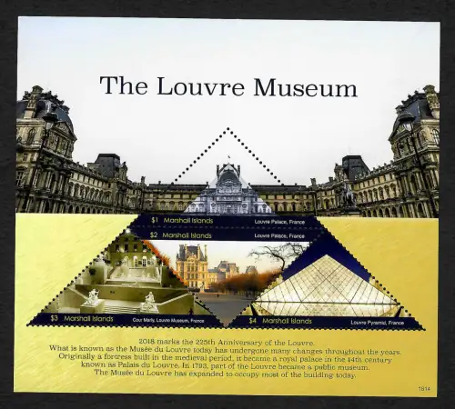 Mashall Inseln 2018: The Louvre Museum, France, 225th Anniversary, postfrisch