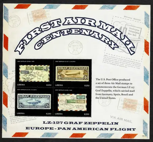 Liberia : First Air Mail centenary, LZ-127 Graf Zeppelin, postfrisch