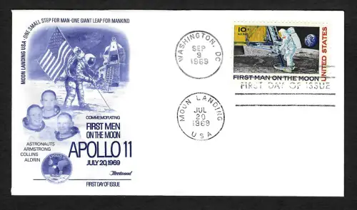 USA: Frist Man on the moon, 1969, FDC, Apollo 11, Moon Landing