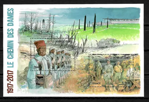 Frankreich 2017: Le Chemin des Dames, 1917, Block postfrisch