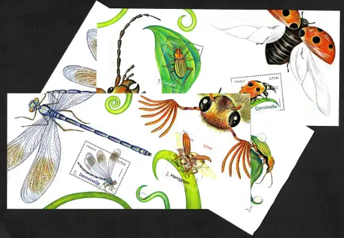 Frankreich 2017: Coccinelle, Demoiselle, Libelle, Marienkäfer, 2x Block **