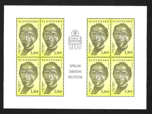 Slowakei 2017: Andrej Radlinsky, Bogen mit 8x Marken, postfrisch