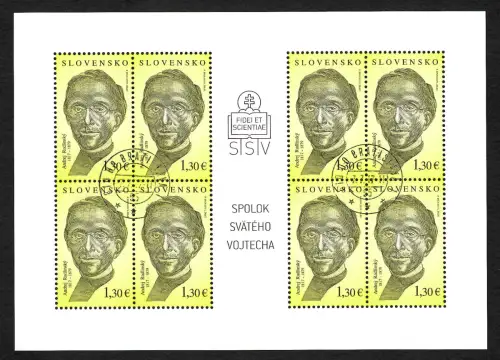 Slowakei 2017: Andrej Radlinsky, Bogen mit 8x Marken, gestempelt