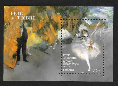 Frankreich 2017: Fete du Timbre, Edgar Degas, Block postfrisch