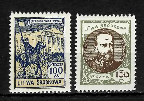 Litauen, 1. Jahr Mittellitauen, MiNr. 42A-43A, postfrisch
