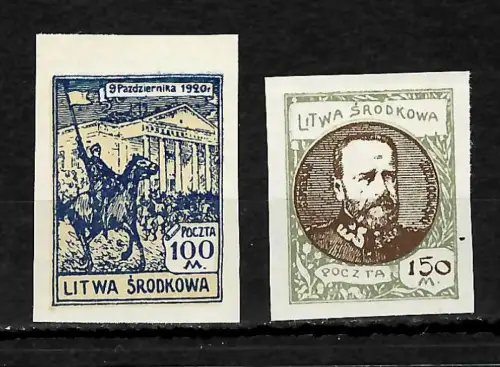 Litauen, 1. Jahr Mittellitauen, MiNr. 42B-43B, postfrisch