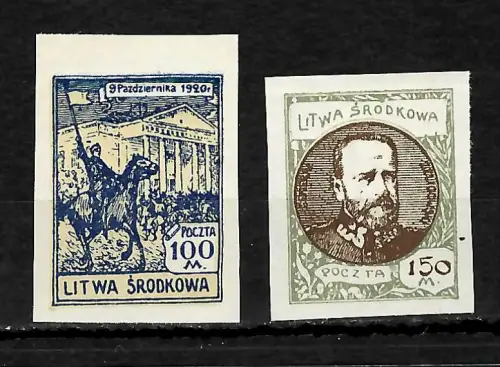 Litauen, 1. Jahr Mittellitauen, MiNr. 42B-43B, postfrisch