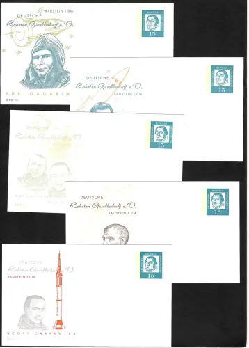 Bund: 5x Bausteinkarte #13-17: Scott Carpenter u.a., postfrisch