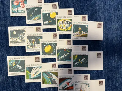 Bund: 15x Bausteinkarte #44-58: Weltraum, postfrisch