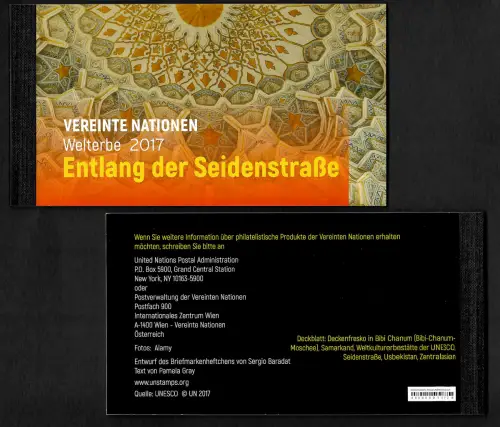 UNO 2017: Entlang der Seidenstraße, Welterbe 2017, Markenheftchen gestempelt