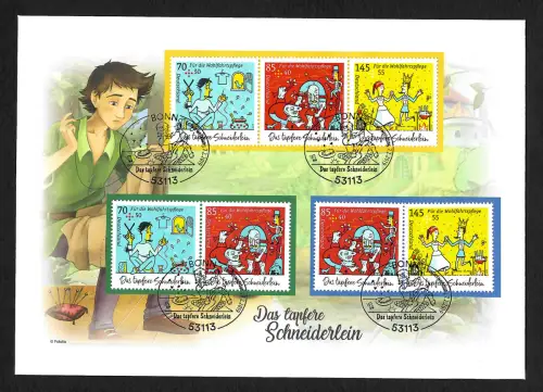 Bund 2019: Das tapfere Schneiderlein, FDC mit Zusammendrucken, MH 113