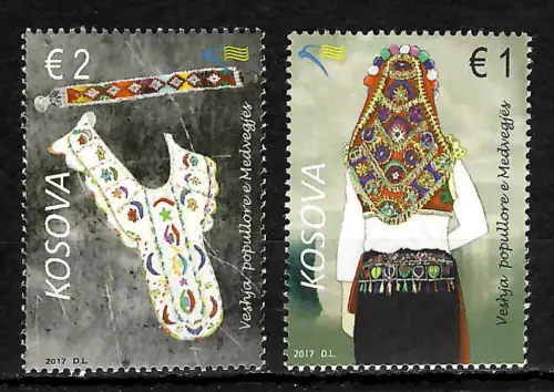 Kosovo 2017: Volkstrachten von Medvegja, postfrisch