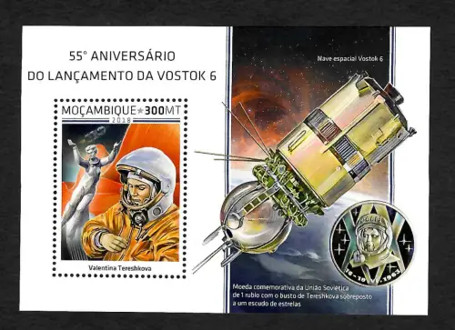 Mocambique 2018: 55. Aniversario Do Lancamento da Vostok 6, Wostok 6, Block **