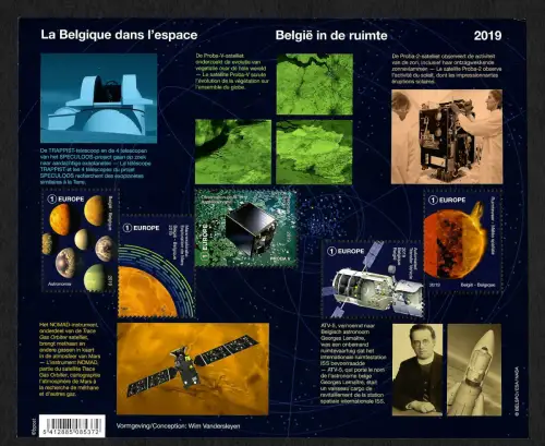 Belgien 2019: La Belgique dans l'espace, Belgien im Weltraum, postfrisch