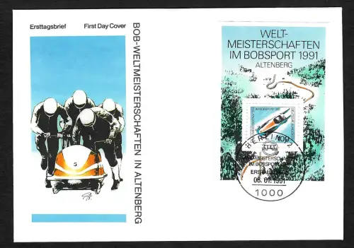 Bund 1991: Bob-Weltmeisterschaften in Altenberg, Block FDC