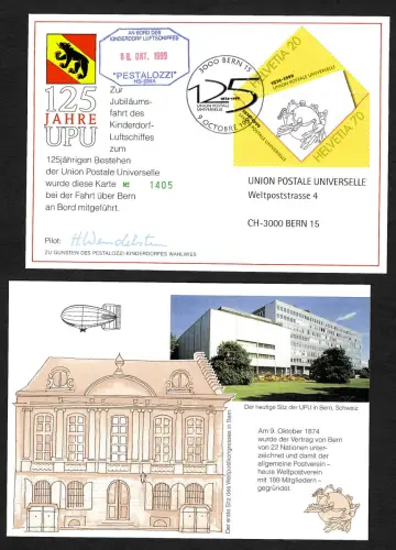 Schweiz 1999: An Bord des Kinderdorf Luftschiffes PESTALOZZI, Bordstempel