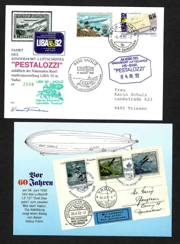 Schweiz 1992: An Bord des Kinderdorf Luftschiffes PESTALOZZI, Bordstempel