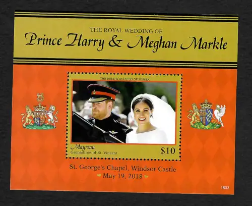 Grenadines of St. Vincent 2018 - Mayreau: Prince Harry & Maghan Markle, **