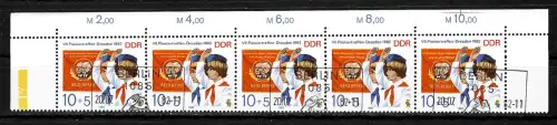 DDR 1982: MiNr. 2274 Pionier Treffen Dresden, gestempelt vom Oberrand