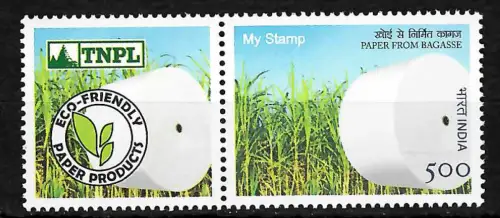 Indien 2018: my stamp: Paper from Bagasse, Eco Friendly, mnh