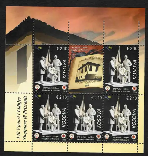 Kosovo 2018: Albanische Liga von Prizren, postfrischer Block