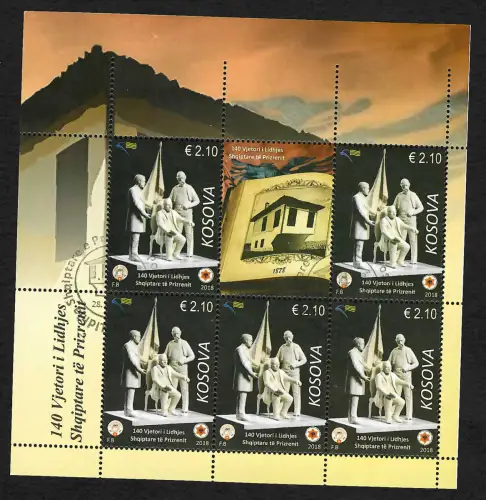 Kosovo 2018: Albanische Liga von Prizren, gestempelter Block