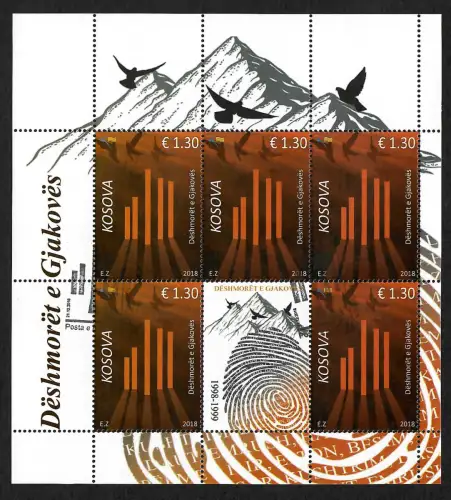 Kosovo 2018: Märthyrer von Gjakova, gestempelter Block