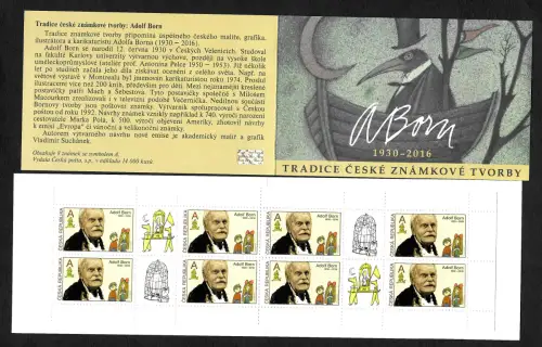 Tschechische Republik 2019: Adolf Born, Briefmarkengestaltung, Markenheftchen **