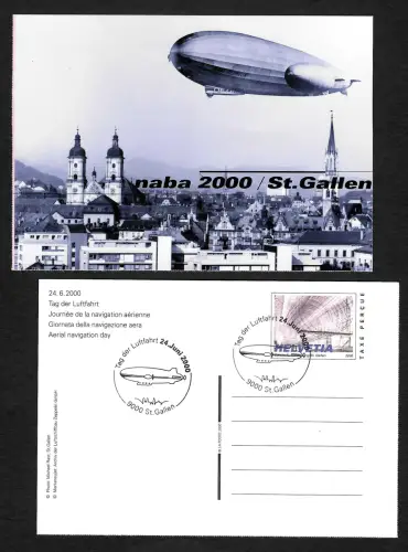Schweiz 2000: Tag der Luftfahrt, St. Gallen, NABA 2000, Ganzsache