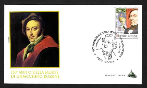 Vatikan 2018: 150. Todestag von Gioacchino Rosini, FDC