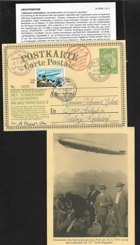 Liechtenstein 1988 Schaan: Kinderdorf Luftschiff Bodensee, Zeppelin, Pestalozzi