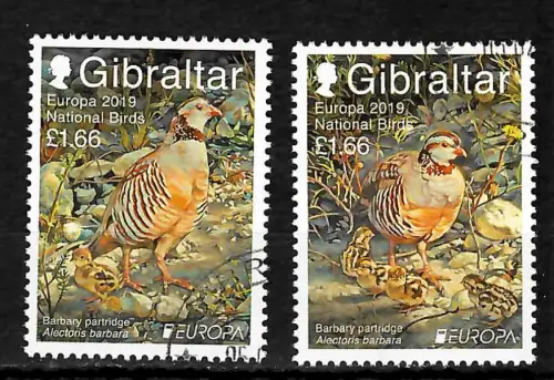 Gibraltar 2019: EUROPA: National Birds, gestempelt