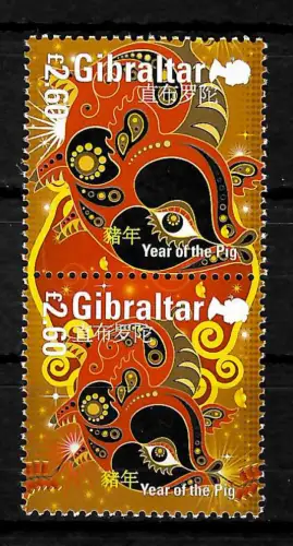 Gibraltar 2019: Year of the pig, Jahr des Schweins, postfrisch