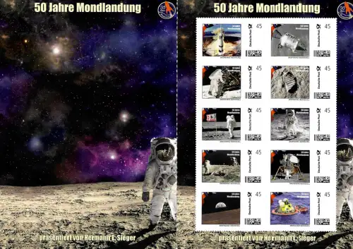 Bund 2019: 50 Jahre Mondlandung, 10x 45ct Marke Individuell