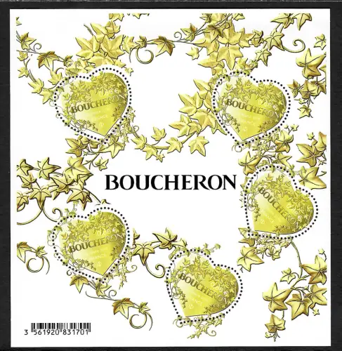 Frankreich 2019: Coers Boucheron, Valentinstag, Kleinbogen-Block, postfrisch