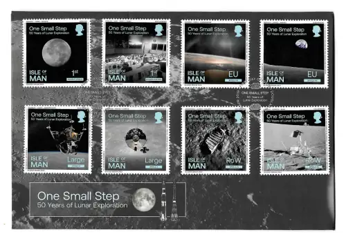 Isle of Man 2019: One small step: 50 years of Lunar Exploration, 8x stamps FDC