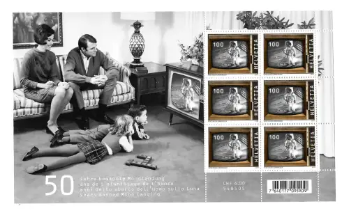 Schweiz 2019: 50 Jahre bemannte Mondlandung, Block postfrisch