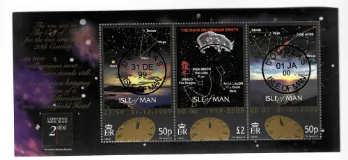 Isle of Man 1999/2000: Eintritt in das Jahr 2000, 2 versch. Stempel, #843-845