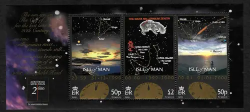 Isle of Man 1999/2000: Eintritt in das Jahr 2000, #843-845, Block postfrisch