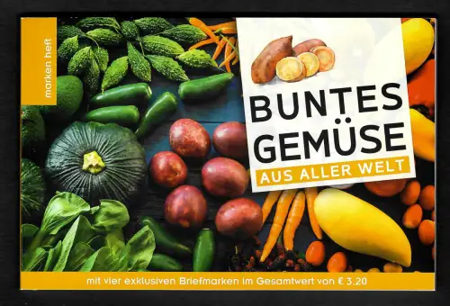 Österreich 2019: Buntes Gemüse aus aller Welt: 4x Briefmarken im Heftchen **