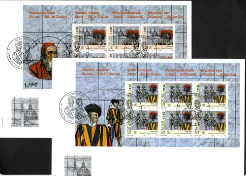 Vatikan 2005: Die Schweizer Garde - 2x Kleinbogen Block, FDC