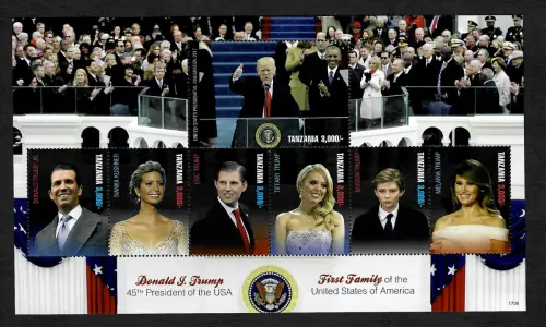 Tansania: Donald F. Trump: 45th President of the USA, First Familiy, mnh, **