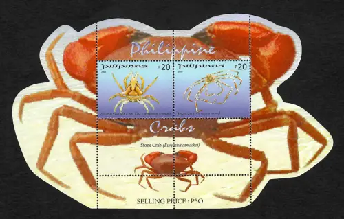 Philippinen 2008: Stone Crab Block, Spider Crab, Krabben, postfrisch