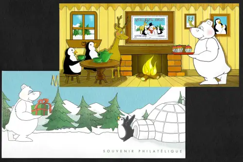 Frankreich 2019: Weihnachten: Meilleurs voeux, Folder mit Block, postfrisch