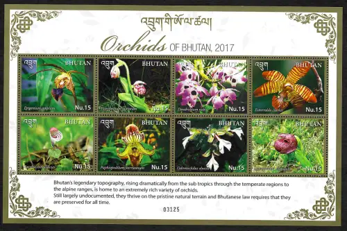 Bhutan 2017: Orchids of Bhutan, Block postfrisch