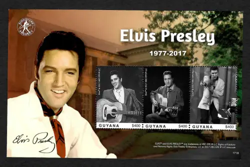 Guyana 2017: Elvis Presley, 40. Todestag, postfrischer Block