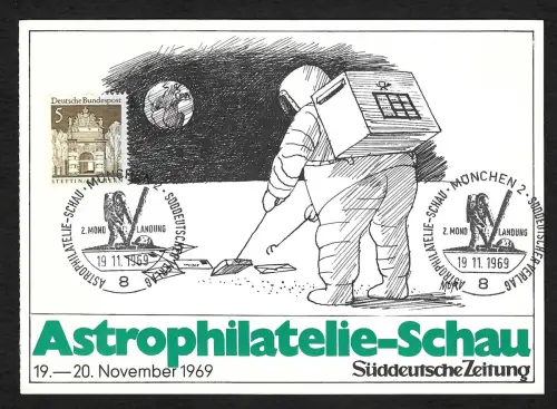 Bund 1969: München, Astrophilatelie - Schau, Apollo 13, Ausstellungsbeleg