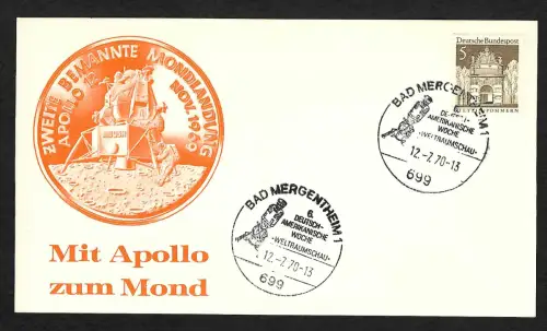 Bund 1970: Bad Mergentheim, Dt-Amerikanisch Woche, Apollo 12, Erinnerungsbeleg